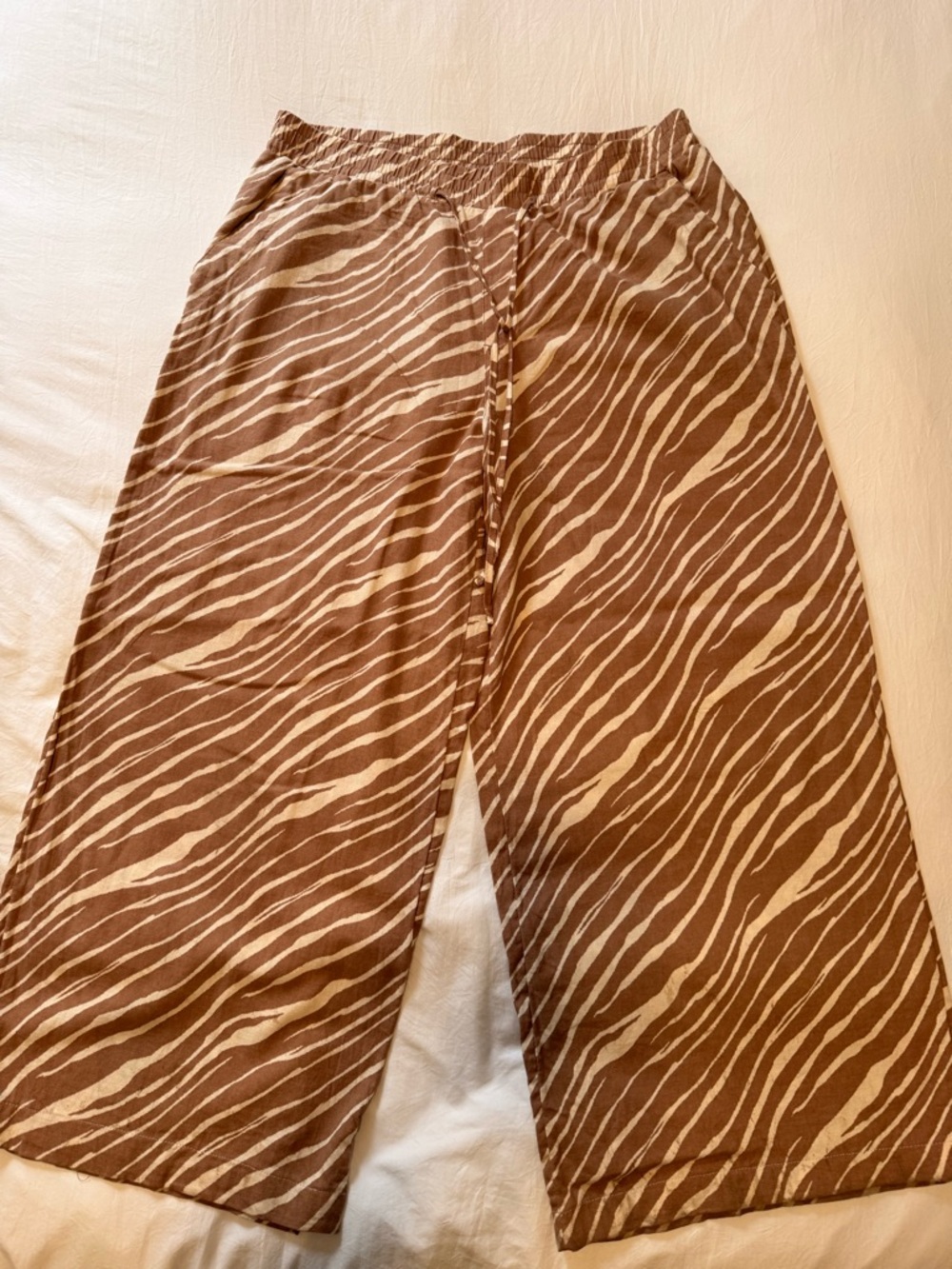 a new day Brown and Cream Zebra-Pattern Wide Leg Pants